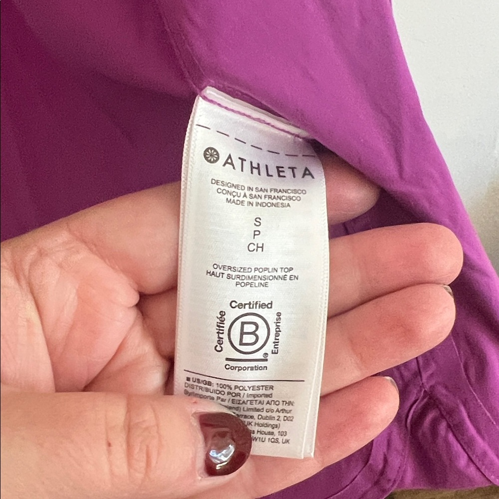 Athleta Oversized Poplin Top Purple - Picture 10 of 14